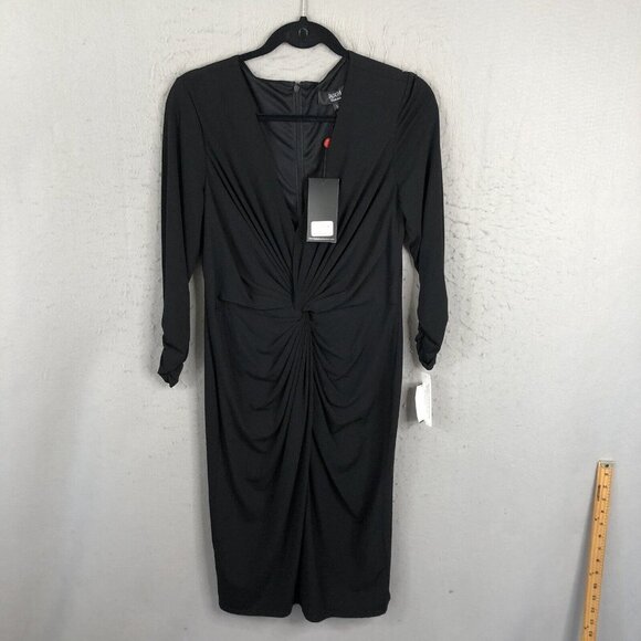 Tadashi Shoji Dress Womens Large Black Twisted Knot Ruched Formal Event NEW - Picture 1 of 16